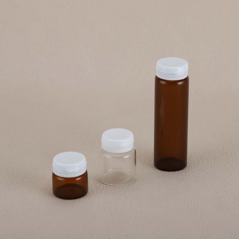 5ml 10ml 30ml Empty Amber Clear Glass Sample Vials with White Screw Caps - الصورة 2
