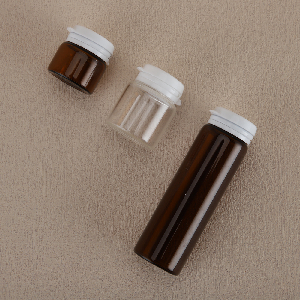 5ml 10ml 30ml Empty Amber Clear Glass Sample Vials with White Screw Caps - الصورة 3
