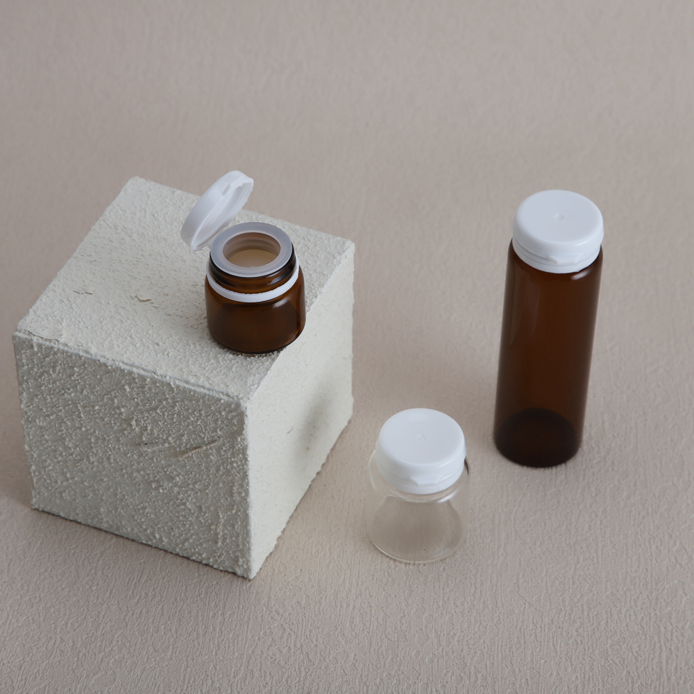 5ml 10ml 30ml Empty Amber Clear Glass Sample Vials with White Screw Caps - الصورة 4