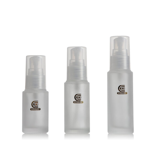 Portable Frosted Glass Lotion Pump Bottles 20/25/30ml for Skincare