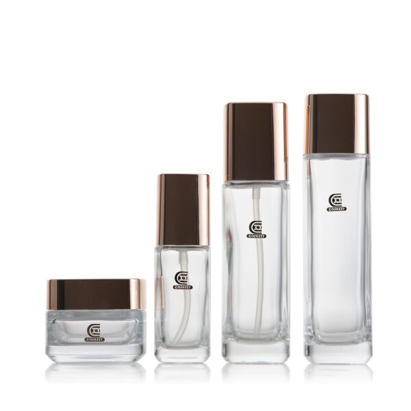 clear glass bottle
